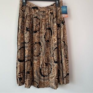 Sold Alfred Dunner Pleated Midi Skirt 80s Paisley Size 16 Petite Brown Tan